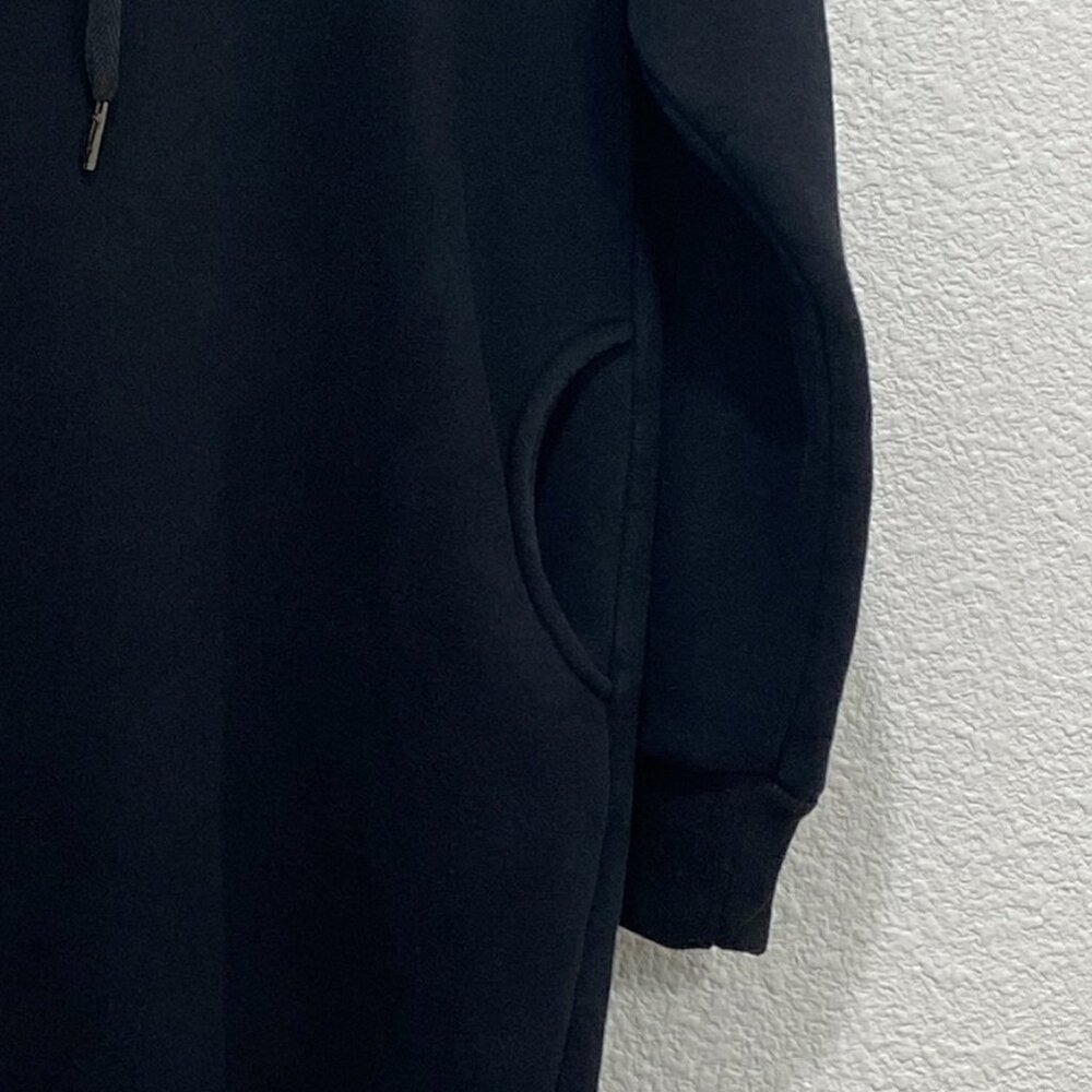 NUTEXROL Black Oversized Hoodie Dress with Long Sleeves and Side Pockets - Small - Picture 6 of 8
